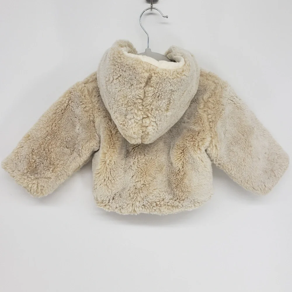 Tartine et Chocolat Faux Fur Hooded Jacket Kids 1 Year Beige Luxury Coat